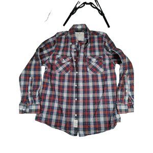 Men's Kingsley Heath Red Plaid Long Sleeve Button Down Shirt Size L Made in Afri